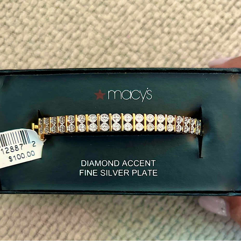 Diamond Accent Fine Silver Plate Bangle, New